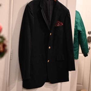 Brooks Brothers Brooksease Loro Piana Blazer Dark Blue Wool Brass Buttons Sz 42R